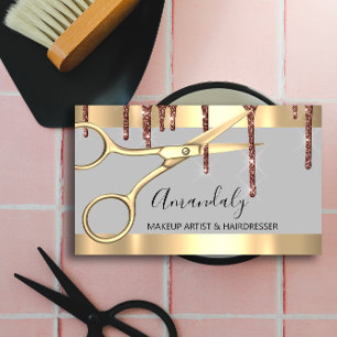 Cartão De Visita Unidades de tesoura do Ouro Hairdresser Hair Styli