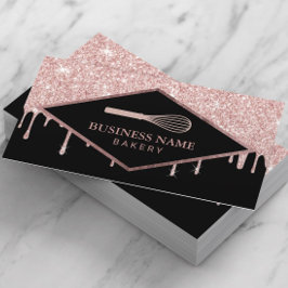 Cartão De Visita Unidades Douradas de Rosa de Whisk para padaria de