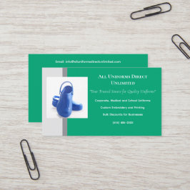 Cartão De Visita Uniforme de Clogs Médicos Azuis da Cinza Verde