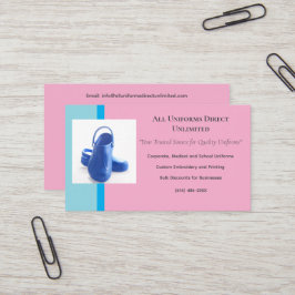 Cartão De Visita Uniforme de Clogs Médicos Azul Rosa