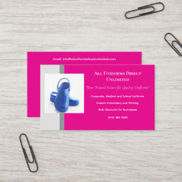 Cartão De Visita Uniforme de registros médicos azuis de Cinza rosa