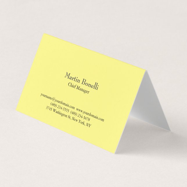Cartão De Visita Unique Classical Simple Light Yellow (Frente)