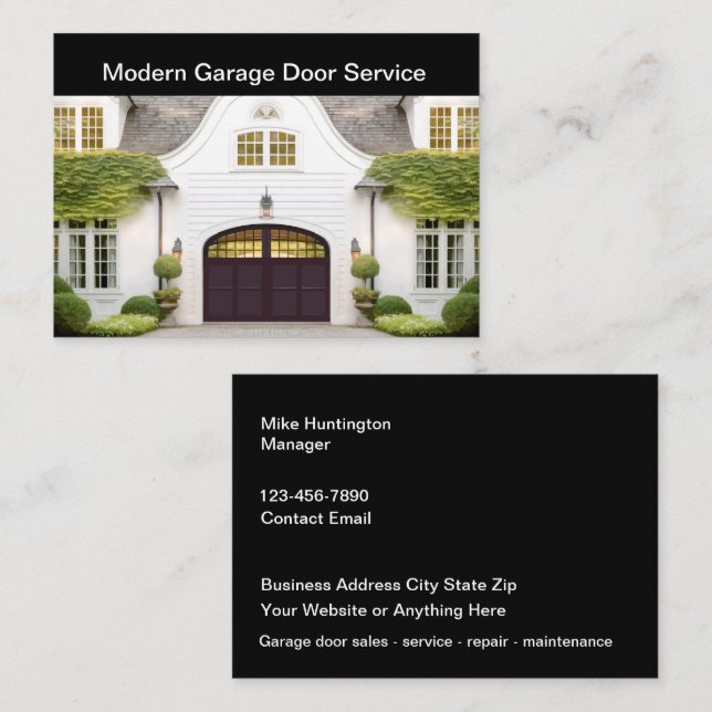 Cartão De Visita Upscale Modern Garage Door Services (Frente/Verso)
