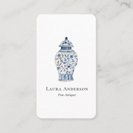 Cartão De Visita Urn azul e branco aquarela