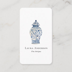Cartão De Visita Urn azul e branco aquarela
