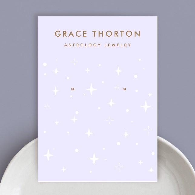 Cartão De Visita Urso Celestial Roxo Estrelas a Ouvir (Criador carregado)