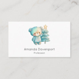 Cartão De Visita Urso Cinto e Árvore de Natal