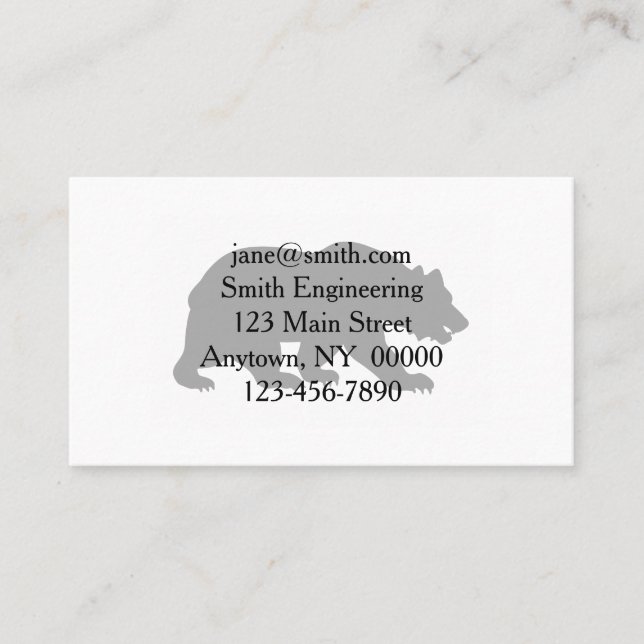 Cartão De Visita Urso cinza Silhueta - Escolher cor de fundo (Frente)