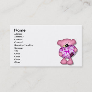 Cartão De Visita urso de coração camuflado rosa
