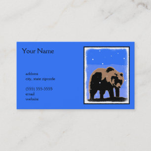 Cartão De Visita Urso Grizzly no inverno - Arte original sobre a vi