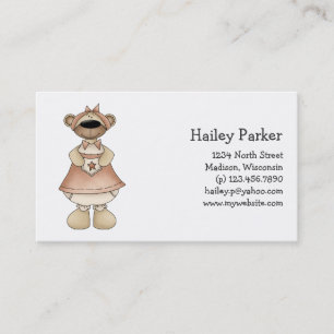 Cartão De Visita Ursos do primavera · Vestido rosado de Brown