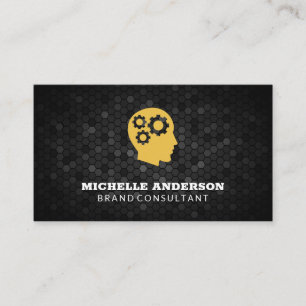 Cartão De Visita Ursos na Cabeça  Fundo Geométrico Preto