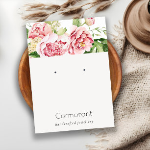 Cartão De Visita Urticária Cor-de-Água Rosa, Peony Floral Estampado