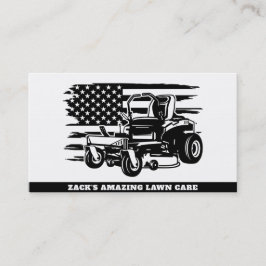 Cartão De Visita *~* US Flag Lawn Mower Black White Lawn Care 