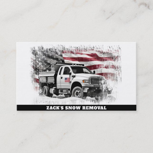 Cartão De Visita *~* US Flag Snow Remove Truck AP74 Red White Blue (Frente)
