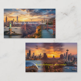 Cartão De Visita USA Travel & Emergency Info Business Card - Person