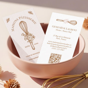 Cartão De Visita Utensílio de Cozinha Floral com Faixa Rosa para Pa
