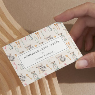 Cartão De Visita Utensílios de cozinha de pastel cor-de-rosa para p