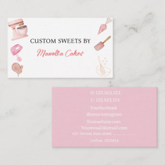 Cartão De Visita Utensílios de cozinhar, de cor rosa-d-água, para p