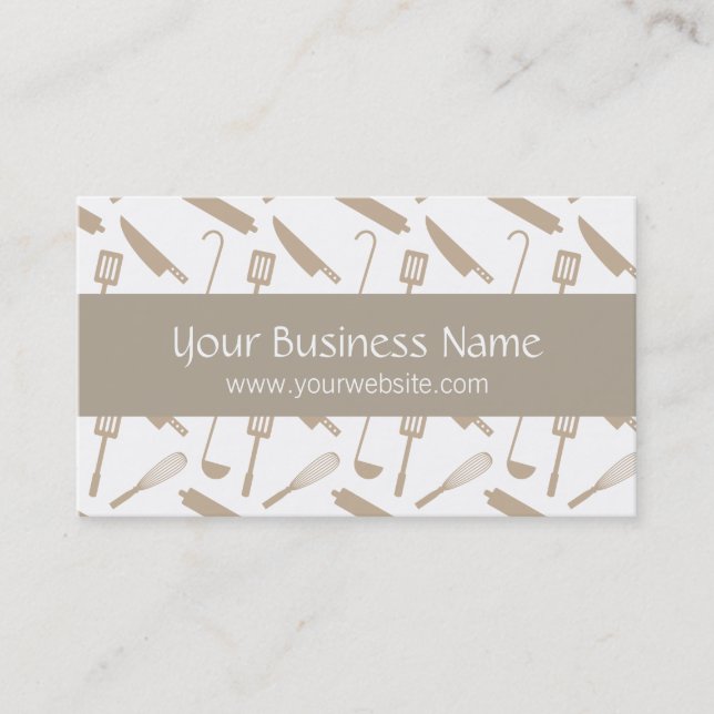 Cartão De Visita Utensílios de cozinhar do cozinheiro chefe, (Frente)