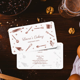 Cartão De Visita Utensílios Glitter Rosa Dourado Baking Tools Utens