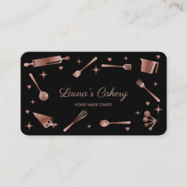 Cartão De Visita Utensílios Glitter Rosa Dourado Baking Tools Utens