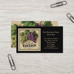 Cartão De Visita Uvas de moda antiga, vinho púrpura e vinho preto