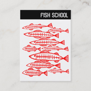 Cartão De Visita V Cabeçalho - ESCOLA FISH - Vermelho