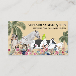 Cartão De Visita Vaca Bege Ovelha Cão Gato Pássaro Coelho Pato Palm