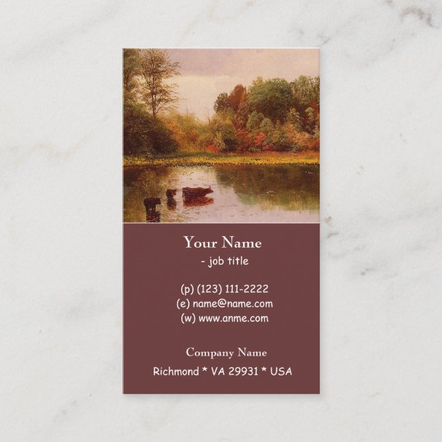 Cartão De Visita Vacas Num Paisagem De Água Albert Bierstadt (Frente)