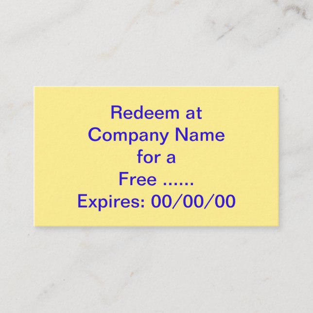 Cartão De Visita Vale especial da promoção para seu negócio (Frente)