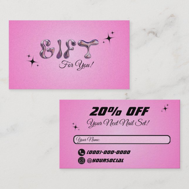 Cartão De Visita Vale-presente (Frente/Verso)