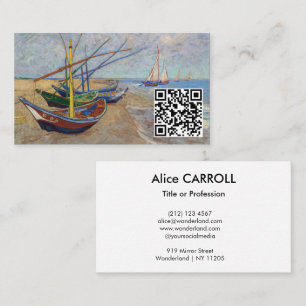 Cartão De Visita Van Gogh - Barcos de Pesca na Praia - Código QR