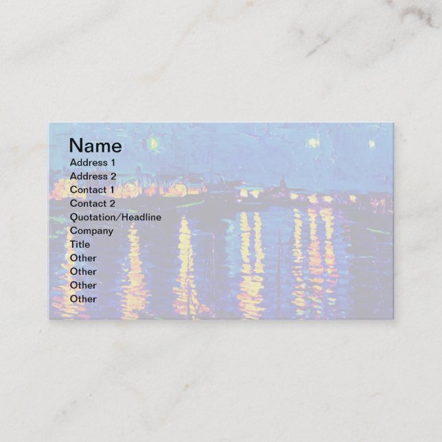 Cartão De Visita Van Gogh - Noite Estrelada Sobre A Arte Da Pop Ród (Frente)