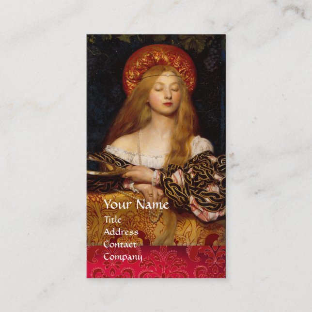 Cartão De Visita VANITY BEAUTY FASHION DESIGNER Red Damask (Frente)