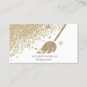 Cartão De Visita Varredora de Diamantes Chic Gold Limpando Casa