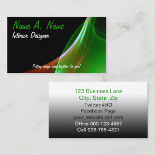 Cartão De Visita Varredura alaranjada e verde sonhadora