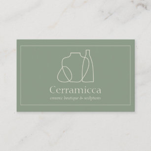 Cartão De Visita Vaso de Cerâmica Escultura de Porcelana Verde Salv