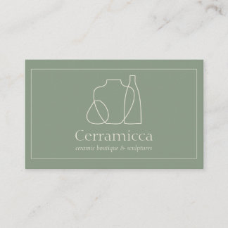 Cartão De Visita Vaso de Cerâmica Escultura de Porcelana Verde Salv