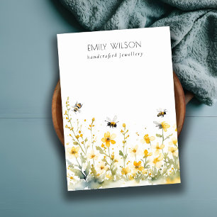 Cartão De Visita Vazio de flor selvagem amarela Logotipo joalharia