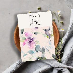 Cartão De Visita Vazio de Logotipo Floral Púrpura, rosa-claro, Hola