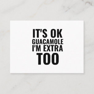Cartão De Visita Vegan do abacamole engraçado extra guacamole