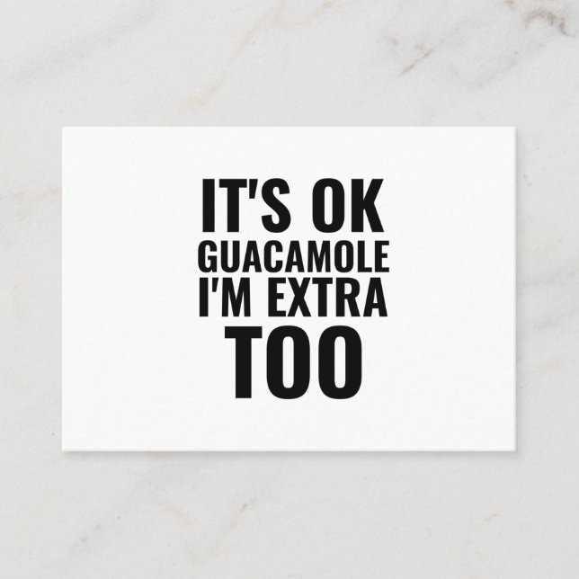 Cartão De Visita Vegan do abacamole engraçado extra guacamole (Frente)