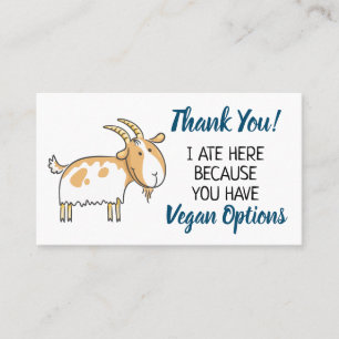 Cartão De Visita Vegan, obrigado de restaurante