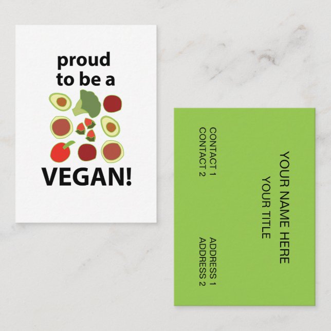 Cartão De Visita Vegan Orgulha-Se De Ser Um Vegan (Frente/Verso)