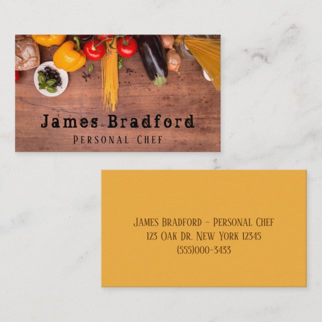 Cartão De Visita Vegetal No Corte De Chef Pessoal De Conselho (Frente/Verso)