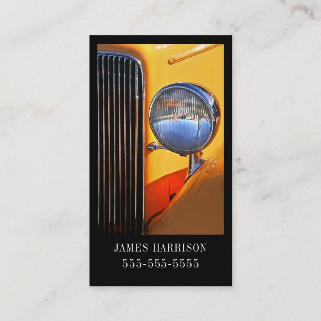 Cartão De Visita Veículo Clássico Amarelo e Negro (Frente)