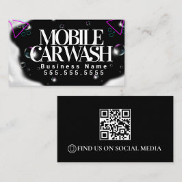 Cartão De Visita Veículo de Lava Móvel Moderno com Código QR