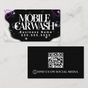 Cartão De Visita Veículo de Lava Móvel Moderno com Código QR