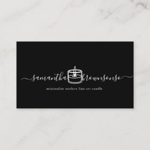 Cartão De Visita Vela de arte de linha moderna minimalista preta